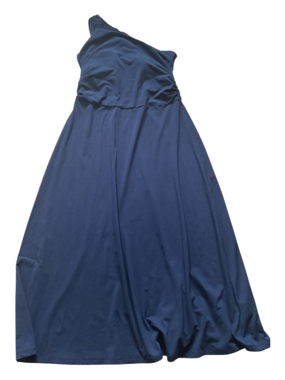 EUC, Like new. Land’s End One Shoulder, midaxi dress. navy, built in soft cups.